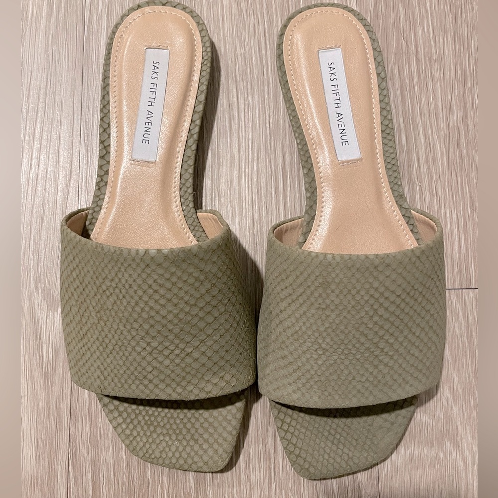 Saks Fifth Avenue Embossed Leather Slides